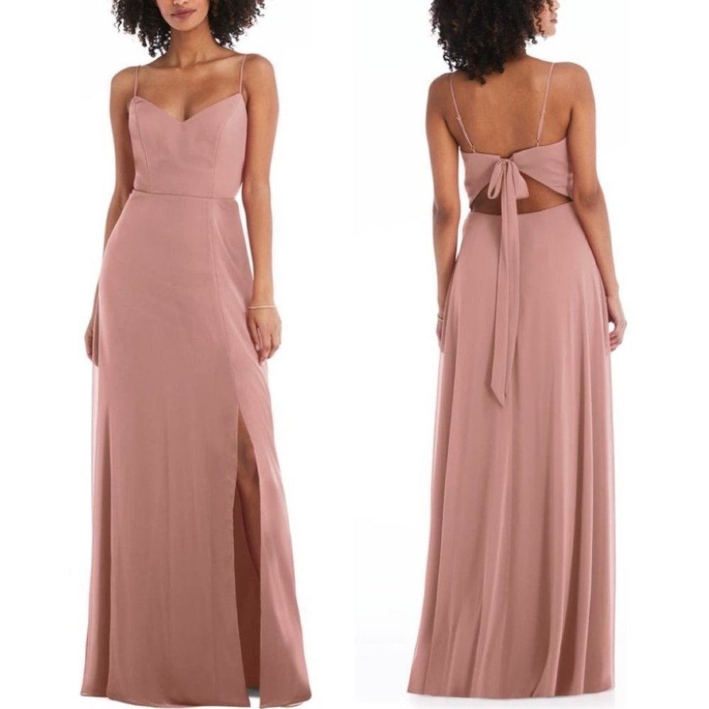 After Six Tie Back Cutout Chiffon Gown